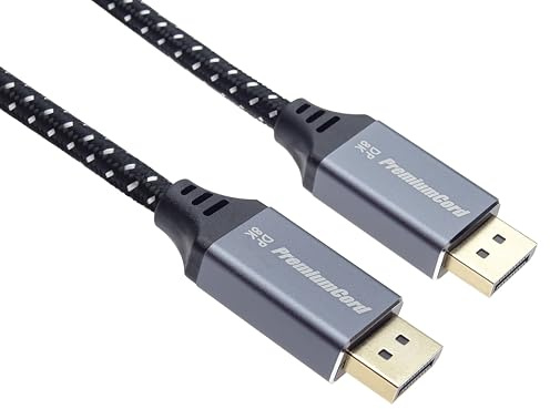 PremiumCord Câble 8K DisplayPort 1.4 M/M 1,5 m, Mâle vers Mâle, 32,4Gbps, Vidéo 8K@30Hz, 5K@60Hz, 4K@120Hz 2160p, HDCP 2.2, Connecteurs Plaqués Or, Tresse de Câble Textile