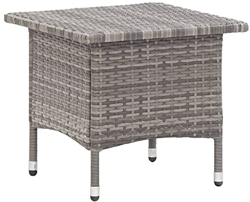vidaXL Teetisch Witterungsbeständig Gartentisch Beistelltisch Balkontisch Tisch Rattantisch Gartenmöbel Grau 50x50x47cm Poly Rattan