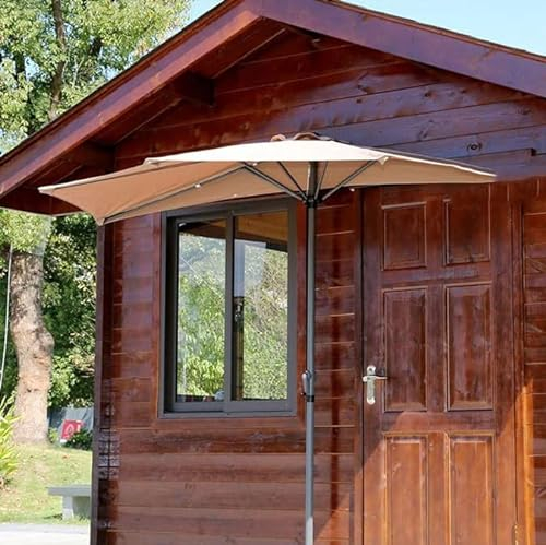 GALLIN Balcon Semi Parasol Ombrelle De Jardin Demi Parasol De Balcon Portable Demi Parasol Terrasse Demi Parapluie Solaire avec Manivelle (Color : Khaki)