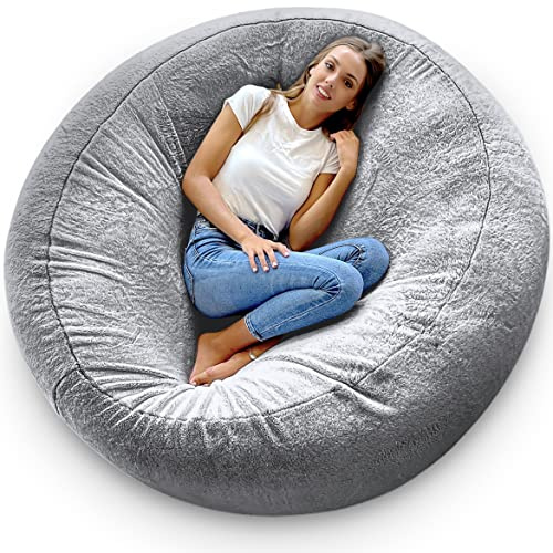 Aiire Puff Gigante Moderno 150 cm - Modelos de Puf Salon XXL con Relleno Incluido para Gamer o Decoracion Habitacion Adolescente - Bean Bag Chair Infantil o Cojin de Suelo Grande Gris
