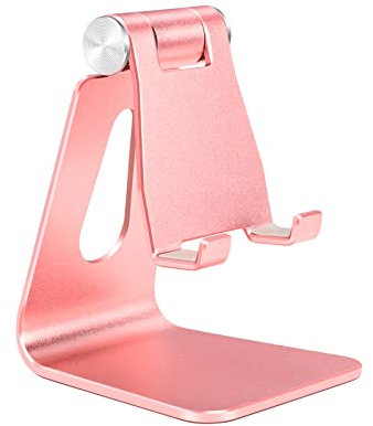 Bidponds Verstellbarer Handy-Ständer aus Aluminiumlegierung, Tisch-Metall-Telefonhalterung, Desktop-Telefondock, Smartphone-Halterung, Roségold