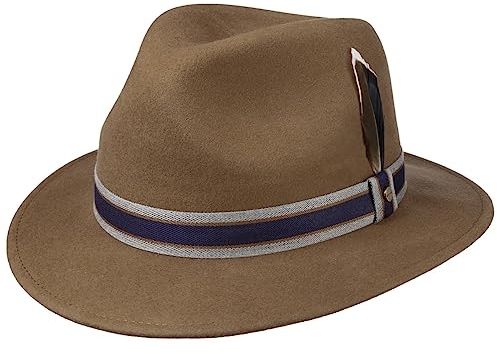 Stetson Valcourt Traveller Wollhut Einfarbig Wasserabweisend Knautschbar Outdoor Eleganz Asahi Guard Damen Herren Herbst Winter beige M (56-57 cm)