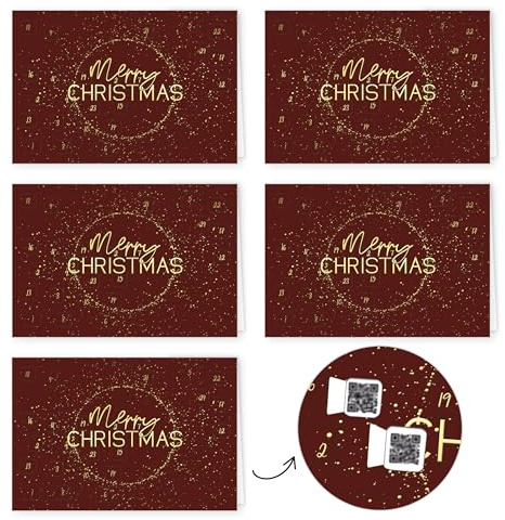 PremiumLine Weihnachtskarten 5 Stück • Interaktiver DIN A5 Adventskalender mit 24 QR Codes • Rezepte einfach Kochen & Backen für die Adventszeit • große Adventskalenderkarte • Skorpion Grußkarten