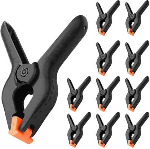SWTYExt 10 Stück Klemmzwingen 4,5 Zoll Federklemmen Schwarz Federzwinge Leimzwingen mit Beweglichen Backen Einhandzwinge Kunststoff für Holzbearbeitung Heimwerken DIY Fotografie Fotohintergrund
