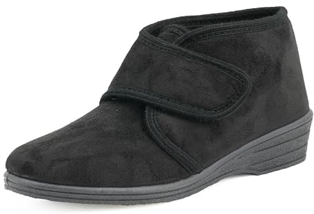 JOMIX Pantofole Donna Invernali Chiuse Ciabatte Strappo da Anziani Ortopediche Comode Alte per Piedi Gonfi Calde e Morbide da Casa Scarpe Signora da Inverno ITD1424 Nero 38
