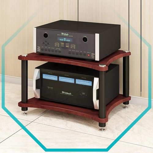 HAEKEBC AV Aufbewahrungsschrank 1/2/3/4-stöckig HiFi-Rack Medienständer Stereo Rack TV-Ständer Aus Holz AV Komponenten Medienständer Für Home Office(Red,40cm/15.7in)