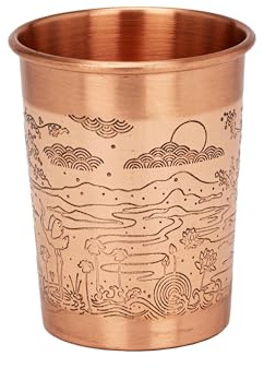NKlaus Paradies 16149 - Vaso de cobre puro (100%) hecho a mano Ayurvédico con grabado (300 ml)