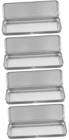 OFFSCH 4pcs Tinplate School Stationery Supplies Box Pen Holder Storage Box Pencil Case Jewelry Storage Organizer Versatile Pencil