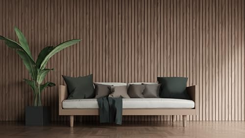 Wide Slat Acoustic Wood Slat Wall Panels 240cm x 60cm 10 Wood slats her Panel (Walnut)