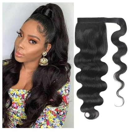 Extensión de cola de caballo Body Wave Ponytail Clip de cabello humano real en pieza de cabello 8 -32 Envoltura de cabello brasileño Remy alrededor de la extensión de cola de caballo Extensión de ca