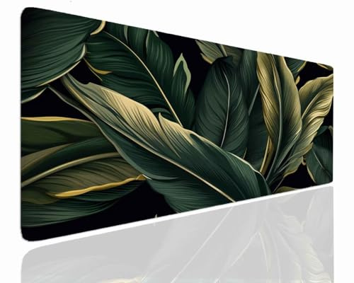 Gaming Mousepad XXL 70x30x0.4cm Mauspad XXL Gaming Groß Mouse Pad Desk Mat VernäHte Kanten Schreibtischunterlage Leaf Tischunterlage Large Size Schreibtisch Unterlegmatte Anti-Rutsch Mousepads J-545