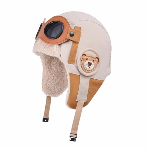 AYPOW Cappello in Pile Termico Invernale Bambini 6-12 Cuffie Bomber con Occhiali Staccabili, Berretto Cappelli Caldo Antivento per Sci Escursioni Ciclismo, Ragazzi Ragazze Cappello Invernale Outdoor