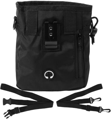 POPETPOP Beutel für Hundetraining Leckerlihalter Hundetrainingstasche Reißverschluss Tragbares Hundezubehör Schwarz 13x6x18cm