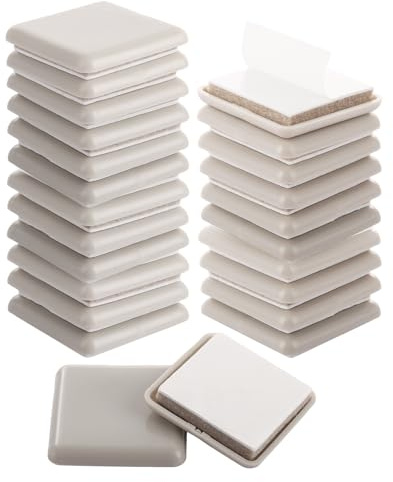 ASelected 24 PCS Furniture Sliders,40mm Heavy Furniture Mover,Square Furniture Sliders,Chair Sofa Sliding Pads,Self Adhesive Gliders,Furniture Gliders for Carpet and Hard Wood Floors,Square