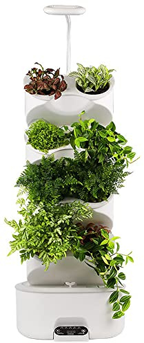 Sistema di Coltivazione idroponica, Kit per orto da Interno con 8 contenitori e 4 Piani, con Lampada di Coltivazione e Touch Screen, vasi per Bonsai, per Erbe aromatiche, Frutta e Verdura.