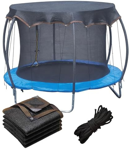 Trampoline Sun Shade Cover, 6FT 8FT 10FT 12FT 14FT 16FT Outdoor Round Trampoline Top Cover 90% Sunshade Cloth High-Density Shade Netting