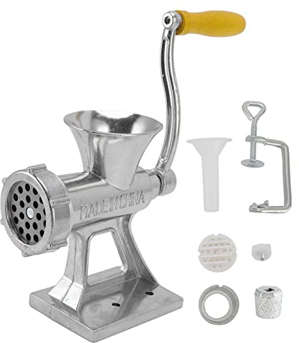 DANAIXZ Tritacarne Manuale Premium Lega di Alluminio Resistente Argento Efficiente Manovella Tritacarne Chopper per Domestica Macellerie Professionali Ristoranti
