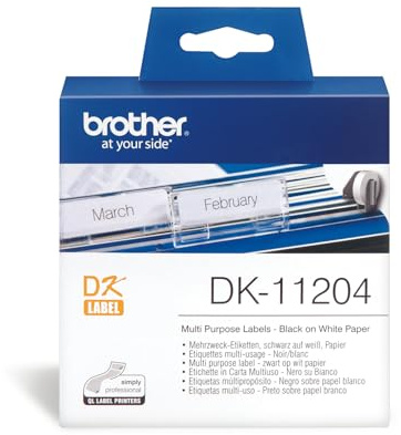 Brother DK-11204 Etiketten Rolle 54 x 17mm Papier Weiß 400 St. Permanent DK11204 Adress-Etiketten Schwarz,weiß