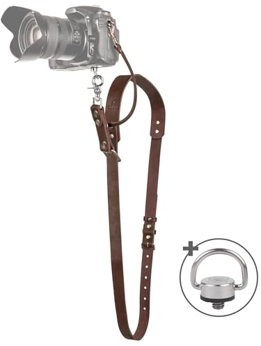 C Coiro Leather Camera Strap for One Camera - Professional Single Leather Harness Shoulder Strap Quick Release Gear DSLR/SLR, Camera Accessories for Photography, Brown