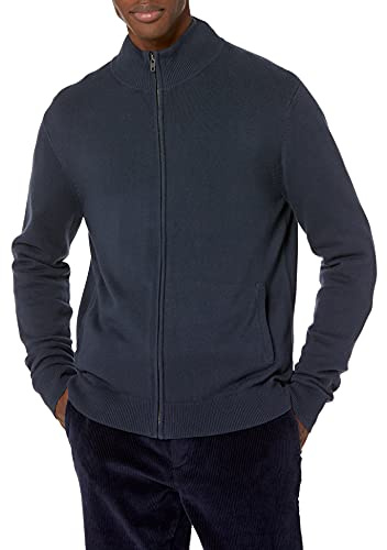 Amazon Essentials Maglione in Cotone con Cerniera Integrale Uomo, Blu Marino, XL