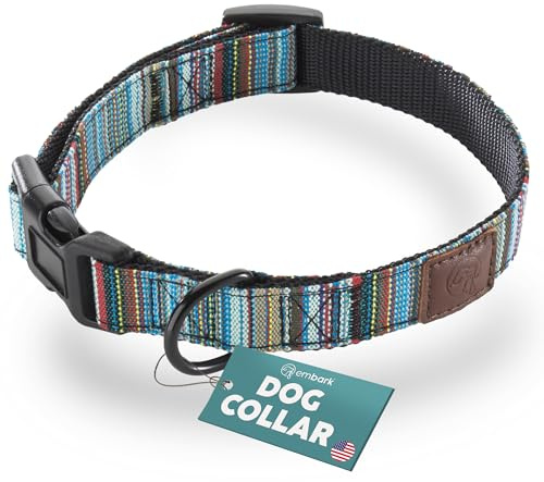 Embark Adventure Large Dog Collar – Stylish, Durable Nylon, Adjustable & Comfortable, Strong Buckle, Suitable for Large Breeds