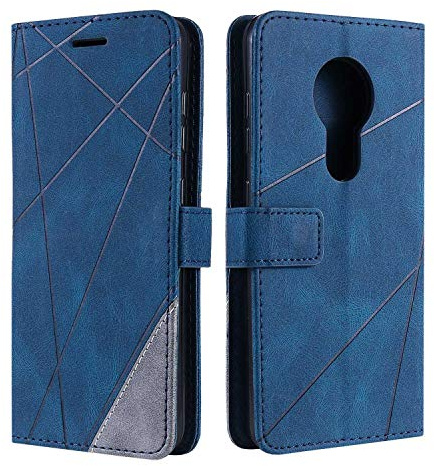 SONWO Hülle für Nokia 7.2, Premium Leder PU Handyhülle Flip Case Wallet Silikon Bumper Schutzhülle Klapphülle für Nokia 7.2, Blau