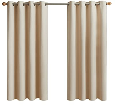 Topfinel Gardinen Beige Verdunklungsvorhänge Blickdicht Vorhänge mit Ösen Vorhang kinderzimmer Schlaufengardinen 2er-Set 140x145cm Blackout Curtains