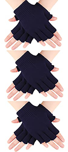 SATINIOR 3 Paar Halb Fingerhandschuhe Winter Fingerlose Handschuhe Strickhandschuhe für Männer Frauen