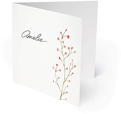 (80 x) Geburtskarten Danksagungskarten Geburt Baby Karte Dankeskarte Mädchen - Beeren