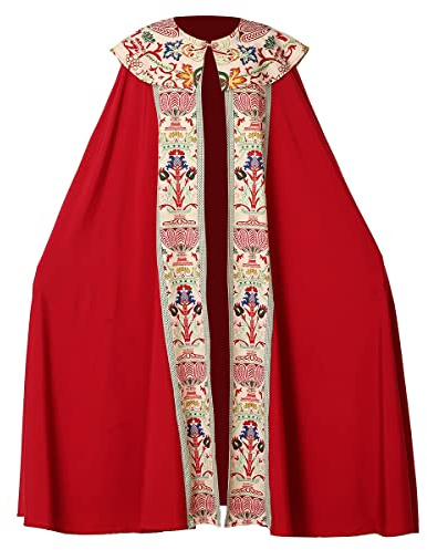 COSDREAMER Unisex kyrka katolska västar klara präst firande chasuble massa västar rock cape (röd, XL)
