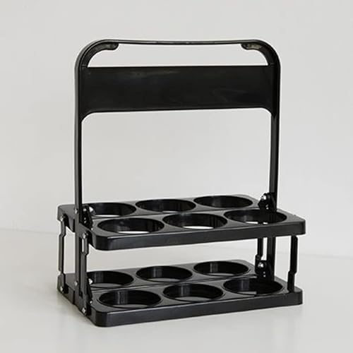 Kuuleyn Cesta De Vino, Portabotellas, Estante Portátil para Botellas De Cerveza, Estante Plegable De Almacenamiento De Bebidas De Color Puro, Cesta con Mango De Cerveza para Picnic(Black)