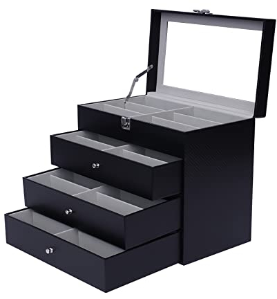 Cutycaty Brillenbox zur Aufbewahrung PU-Leder Brillenbox Brillenaufbewahrung Brillen Aufbewahrungsbox Sonnenbrillen Case Brillenbox für 24 Brillen, 19x29.5x33.5CM