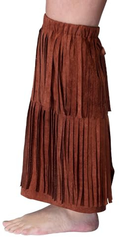 Boland - Hippie Beinwärmer mit Fransen | Stulpen im Wildleder Look für Kostüm, Festival, Karneval und Mottoparty, Indianer
