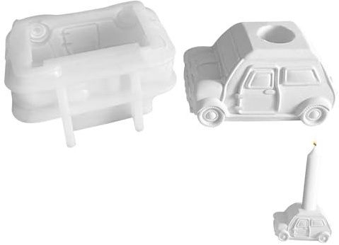Auto Silikonform Kerzenhalter Gießform Kerzenglas, Silikonformen Gießformen,Silikon Gießform Kerzenhalter, Kerzenständer Form Gestreifte Zement Silikon für Teelichthalter Gips Handwerk (C)