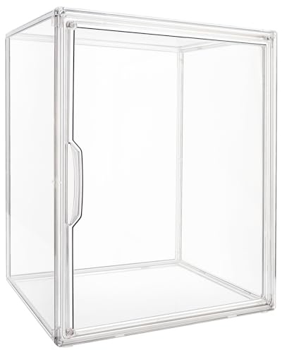 Klare Acryl-Vitrine, stapelbare Kunststoff-Aufbewahrungsbehälter mit Magnetverschluss, staubdichte Schutzvitrine für Bücher, Kosmetika, Spielzeug Größe 27*25.5*36 cm (Style C)