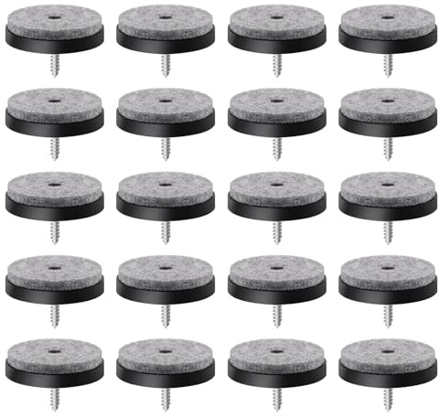 Tanstic 20 feltrini antiscivolo da 3,8 cm, feltrini antiscivolo per sedie, gambe, pavimenti, feltrini, con viti, per sedie, tavoli, divani (nero)