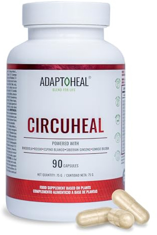 Adaptoheal Circuheal - Adaptógenos para la Circulación - 90 Cápsulas | Con ginkgo biloba, arándano, rhodiola y reishi, para tu salud cardiovascular, vegano, sin gluten, laboratorio español