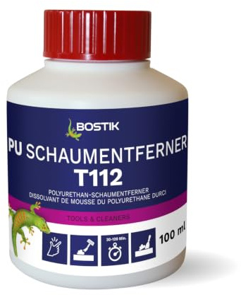 BOSTIK T112 PU Schaum Entferner - 100ml | Wasserlösliches Lösemittel - Hochwirksames Reinigungsmittel - Gebrauchsfertig mit praktischem Applikator