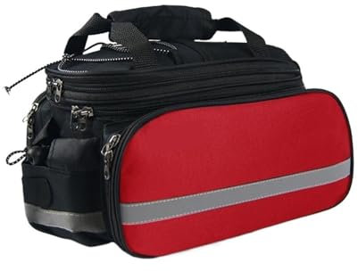 XIUsheUA Fahrradtasche Fahrrad-Rücksitztasche, erweiterbare Fahrrad-Rack-Tasche, Fahrrad-Gepäckträger, Kofferraumtasche mit Regenschutz Fahrradtaschen für Gepäckträger(Red)
