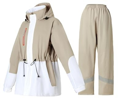 RAINFREEM Rain Suit for Women, Waterproof Rain Jacket & Trouser with Reflective Srtip, Rain Gear for All-Sport Anti-storm