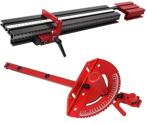Calibro per seghe da tavolo, calibro di precisione, di calibro per mitra recintato da 45 cm, arresto di limite, recinzione telescopica in alluminio per la lavorazione del legno