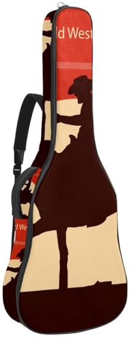 Eslifey Tasche für Akustikgitarre, Wild-West-Silhouette, Cowboy-Reiten, verstellbarer Schultergurt, Gitarrenkoffer, Gigbag 101,6 cm, 104,7 cm, 106,7, Mehrfarbig 1, 42.9x16.9x4.7 in, Taschen-Organizer