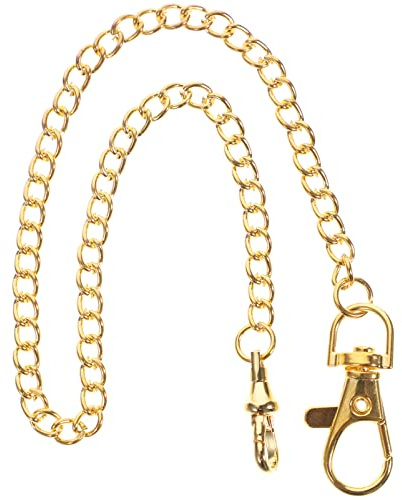DEARMAMY Deko Taschenuhrkette Metall mit Rundfederbügel Gold für Kleidung | Schlank, Elegant, Vielseitig Einsetzbar, für Geldbörse, Hose und Taschenuhr
