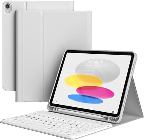 zoyu Tastatur Hülle für iPad 11. Gen 2025 / iPad 10. Gen 2022, Grau | Magnetisch Bluetooth-Tastatur QWERTZ-Layout, Weiches TPU Stoßfest Hülle für iPad A16 11./10. Gen, Auto Wake/Sleep