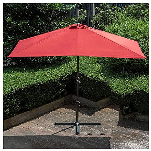 WOTZOV Petit Parasol de Jardin, 250 cm, Tissu Polyester imperméable, Base Triangulaire, Demi-Parasol pour terrasse, terrasse, Balcon，Rouge