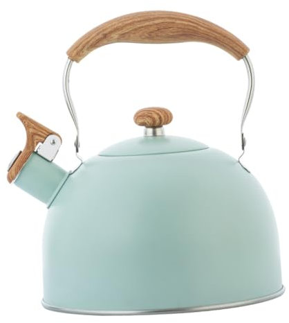 BESTOYARD Stainless Steel Whistle Tea Kettle Wooden-Handled Design for Home Kitchen for Boiling Water and Morning Tea