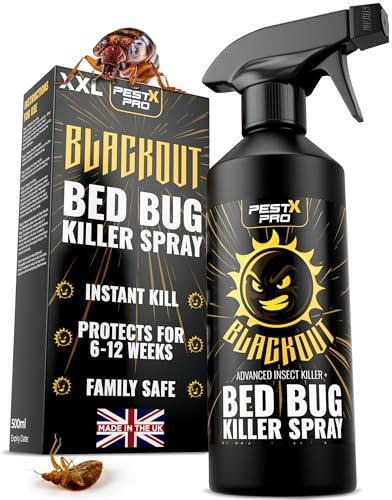 Pest X Pro Blackout Bed Bug Killer Spray 500ml – Fast-Acting Cypermethrin Formula – Bed Bug Spray for Mattress, Bedding, Carpets – Non-Staining – Low Odour – Strong Bedbugs Treatment at Home