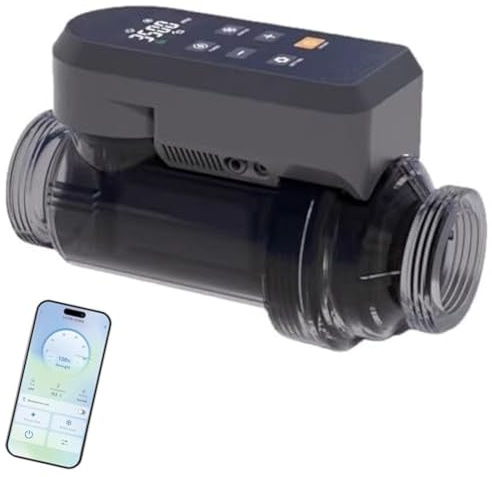 LTdlhFk Système De Chloration pour Piscine Au Sel, Générateur De Chlore Au Sel, Télécommande par Application, Technologie De Nettoyage Automatique par Plaque en Titane,20g/h(10K~15K)-WithApp