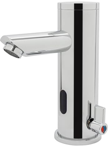 Automatischer Sensor-Wasserhahn,0–55 °C Infrarot Wasserhahn Bad mit Automatisch Badarmatur Berührungsloser Waschtischarmatur für Badarmatur Armatur Waschbecken, Heiß- und Kaltwasserhahn