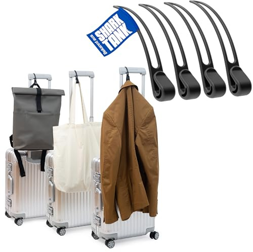 Luggage Hook Bagagekrok för resväska (4 st) – krok för resväska för jacka och väska upp till 10 kg, praktisk resetillbehör flyg, väskhållare resa svart